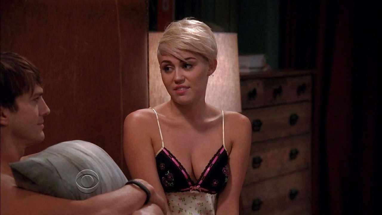 9P Miley Cyrus exposing huge cleavage and sexy ass in underwear