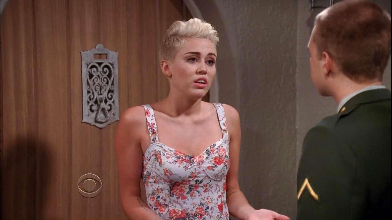 9P Miley Cyrus exposing huge cleavage and sexy ass in underwear