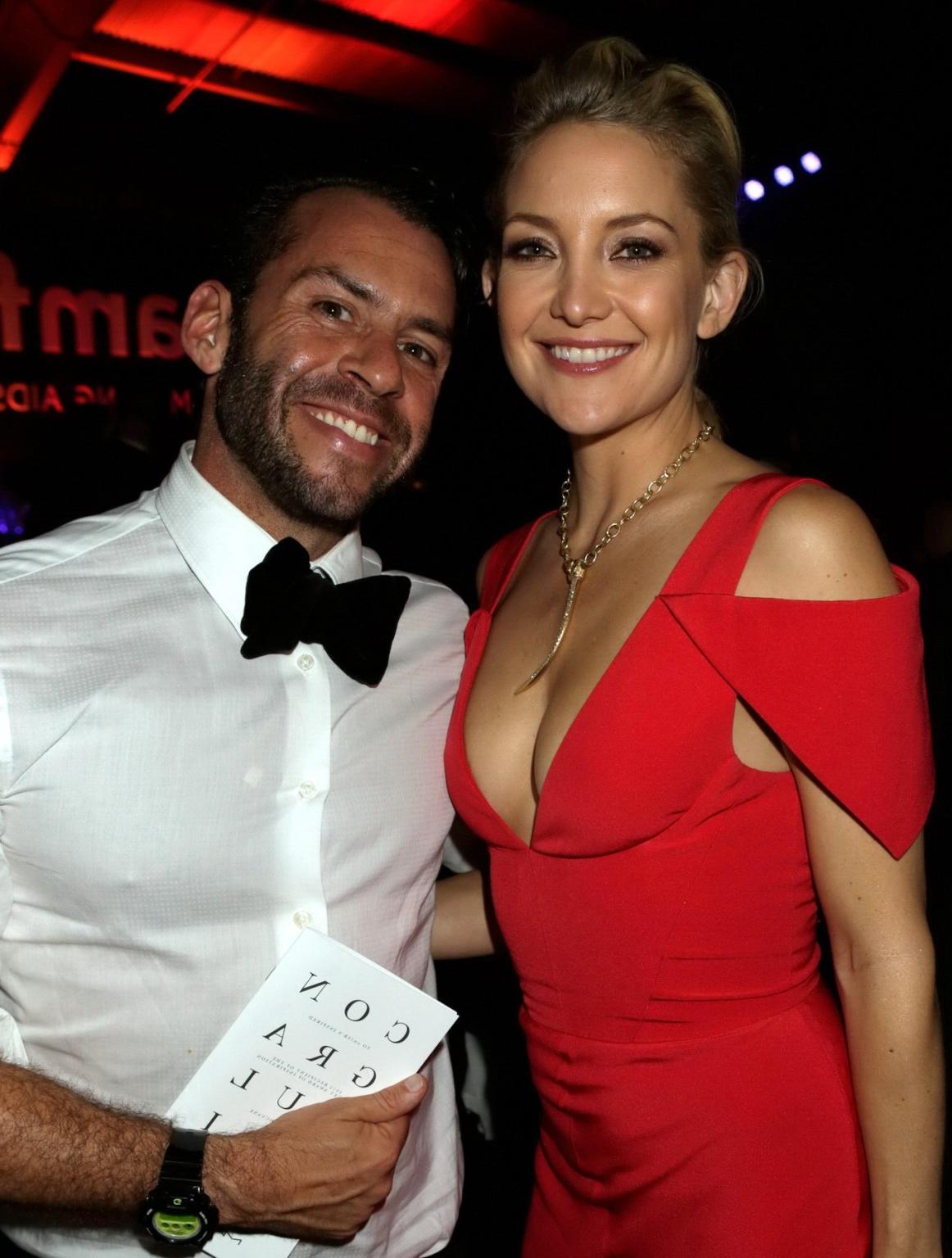 10P Kate Hudson shows cleavage wearing a sexy red dress amfAR Inspiration Gala in Ho