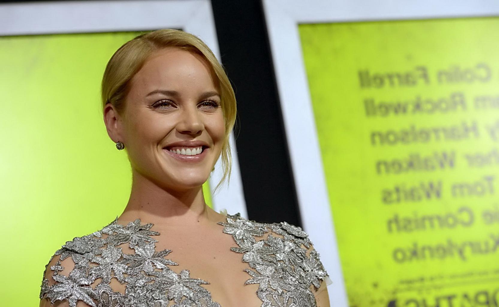 10P Abbie Cornish showing huge cleavage in see-through silver maxi dress at Seven Ps