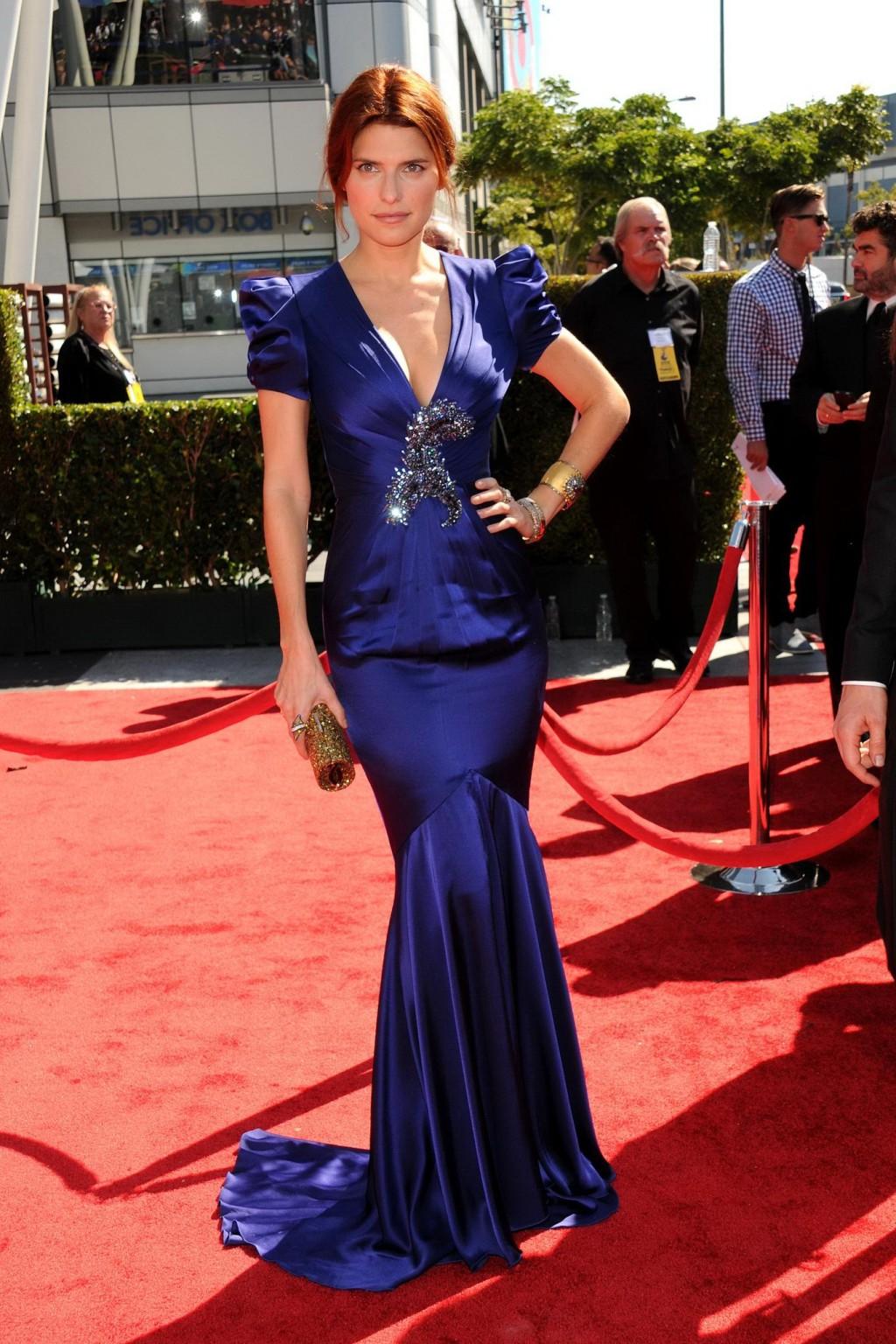 10P Lake Bell showing huge cleavage at  Creative Arts Emmy Awards in LA