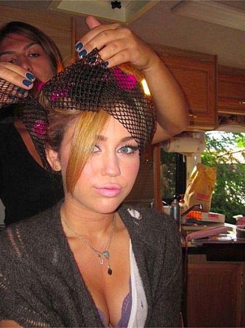 10P Miley Cyrus exposing sexy body and hot ass in underwear