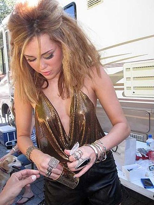 10P Miley Cyrus exposing sexy body and hot ass in underwear