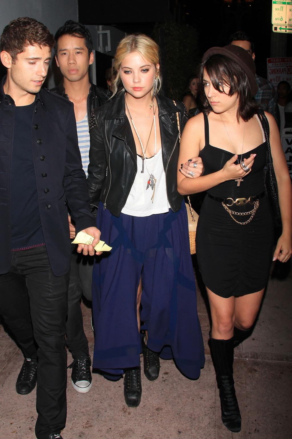 10P Gorgeous Ashley Benson showing huge cleavage in excessive top and high slit c-th