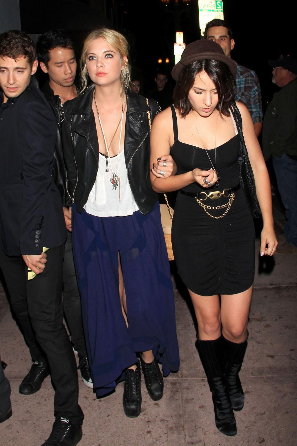 10P Gorgeous Ashley Benson showing huge cleavage in excessive top and high slit c-th