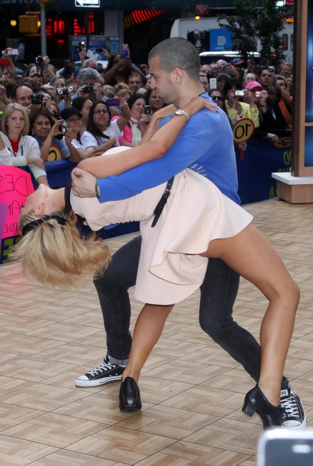10P Katherine Jenkins flashing her bare ass while dancing on ' Good Morning America'