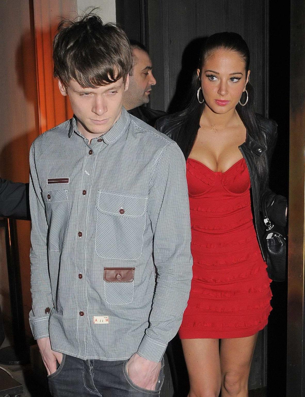 16P Tulisa Contostavlos showing cleavage and flashing her panties on a night out in 