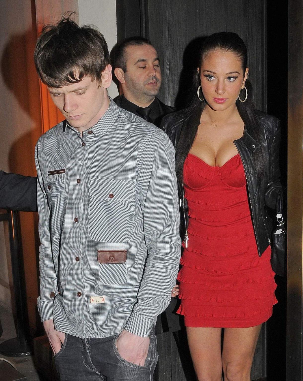 16P Tulisa Contostavlos showing cleavage and flashing her panties on a night out in 