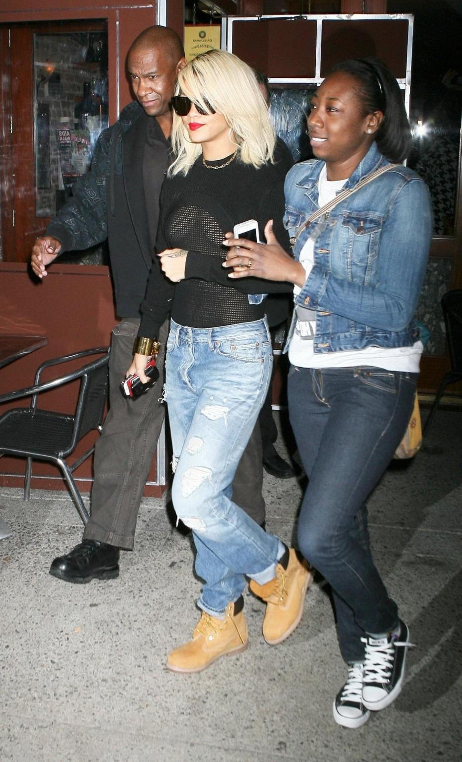 16P Rihanna braless wearing a see through top outside Da Silvano restaurant in NYC