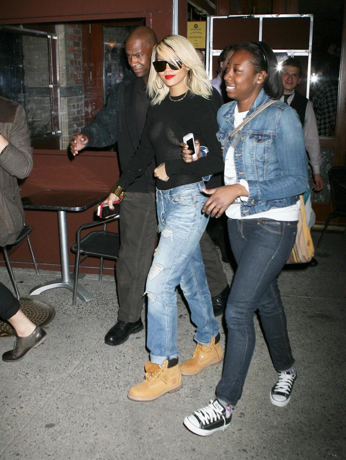 16P Rihanna braless wearing a see through top outside Da Silvano restaurant in NYC
