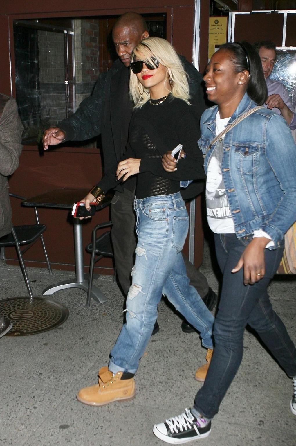16P Rihanna braless wearing a see through top outside Da Silvano restaurant in NYC