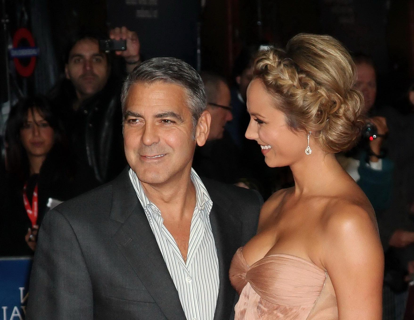 16P Stacy Keibler shows cleavage wearing a strapless maxy dress at 'The Descendants'