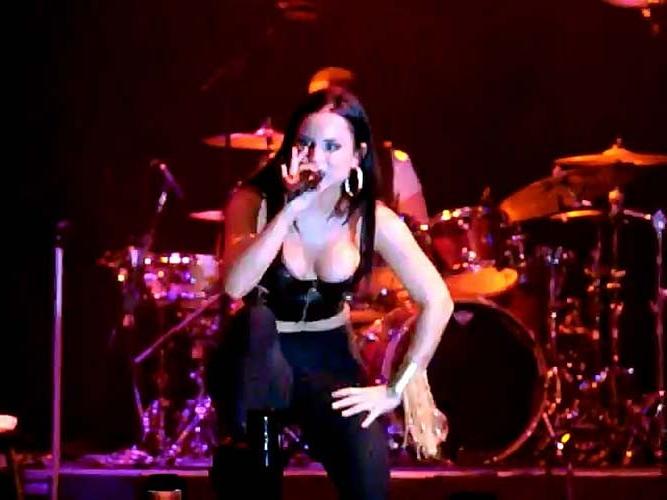 16P Joanna Jojo Levesque exposing her sexy body and nipple slip on stage