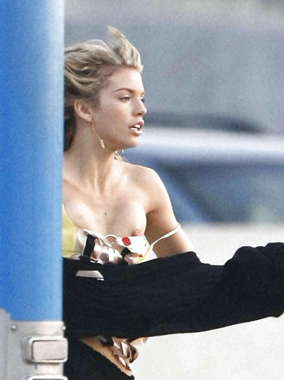 16P AnnaLynne McCord riding bike in bikini and tits slip paparazzi pictures