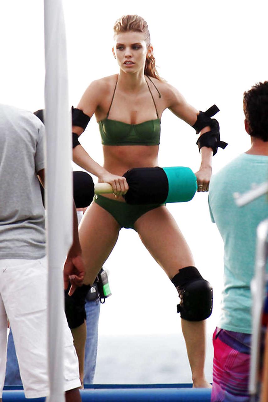 16P AnnaLynne McCord riding bike in bikini and tits slip paparazzi pictures