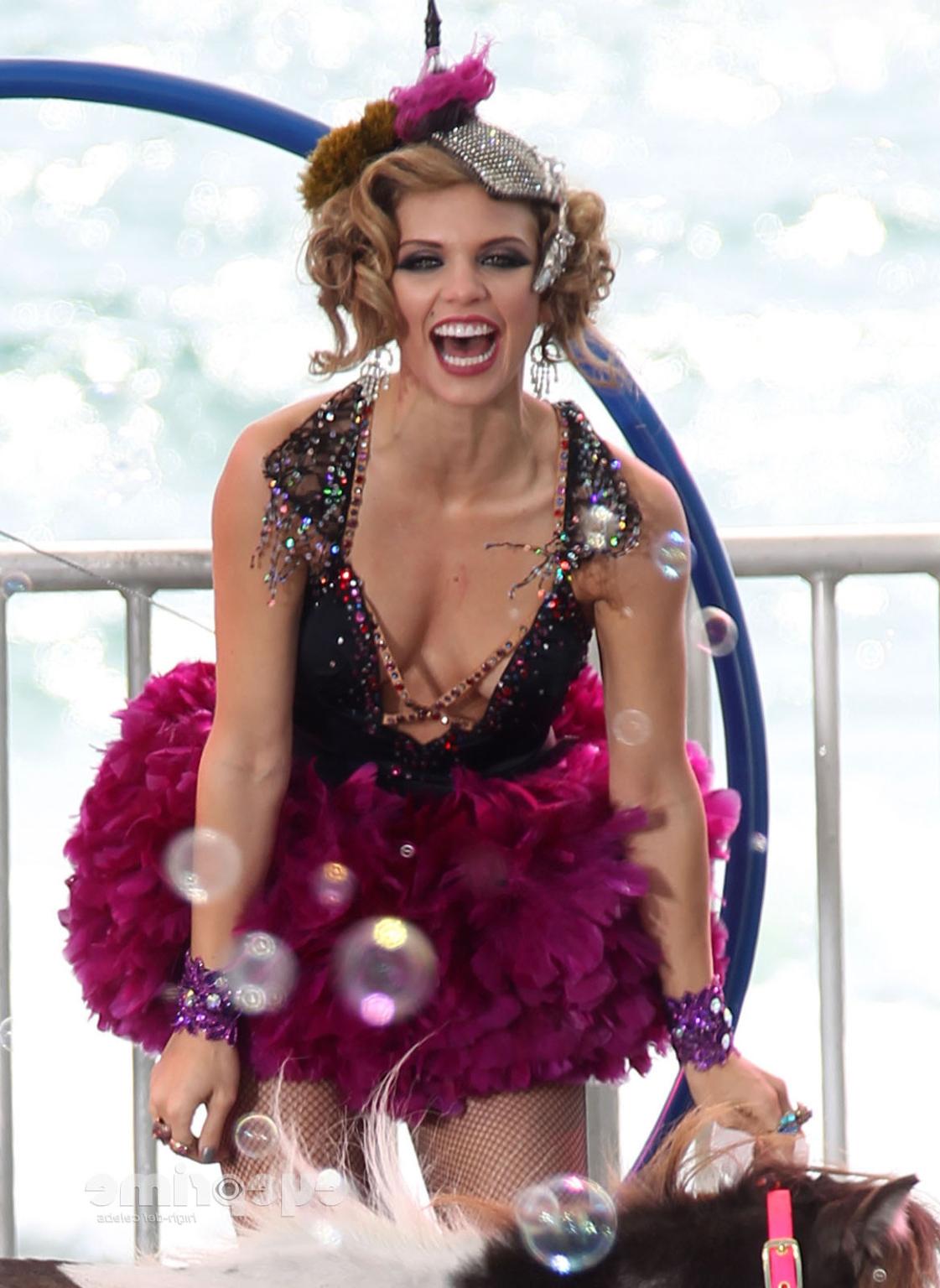 16P AnnaLynne McCord nipple slip on the '90210' set in LA