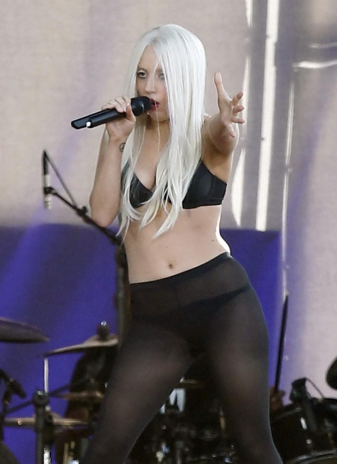 16P Lady Gaga shows off her ass in thong  pantyhose performing on Jimmy Kimmel Live 