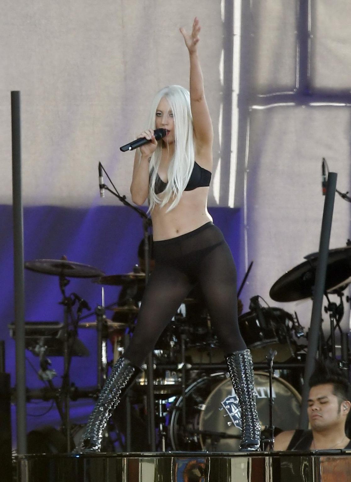 16P Lady Gaga shows off her ass in thong  pantyhose performing on Jimmy Kimmel Live 