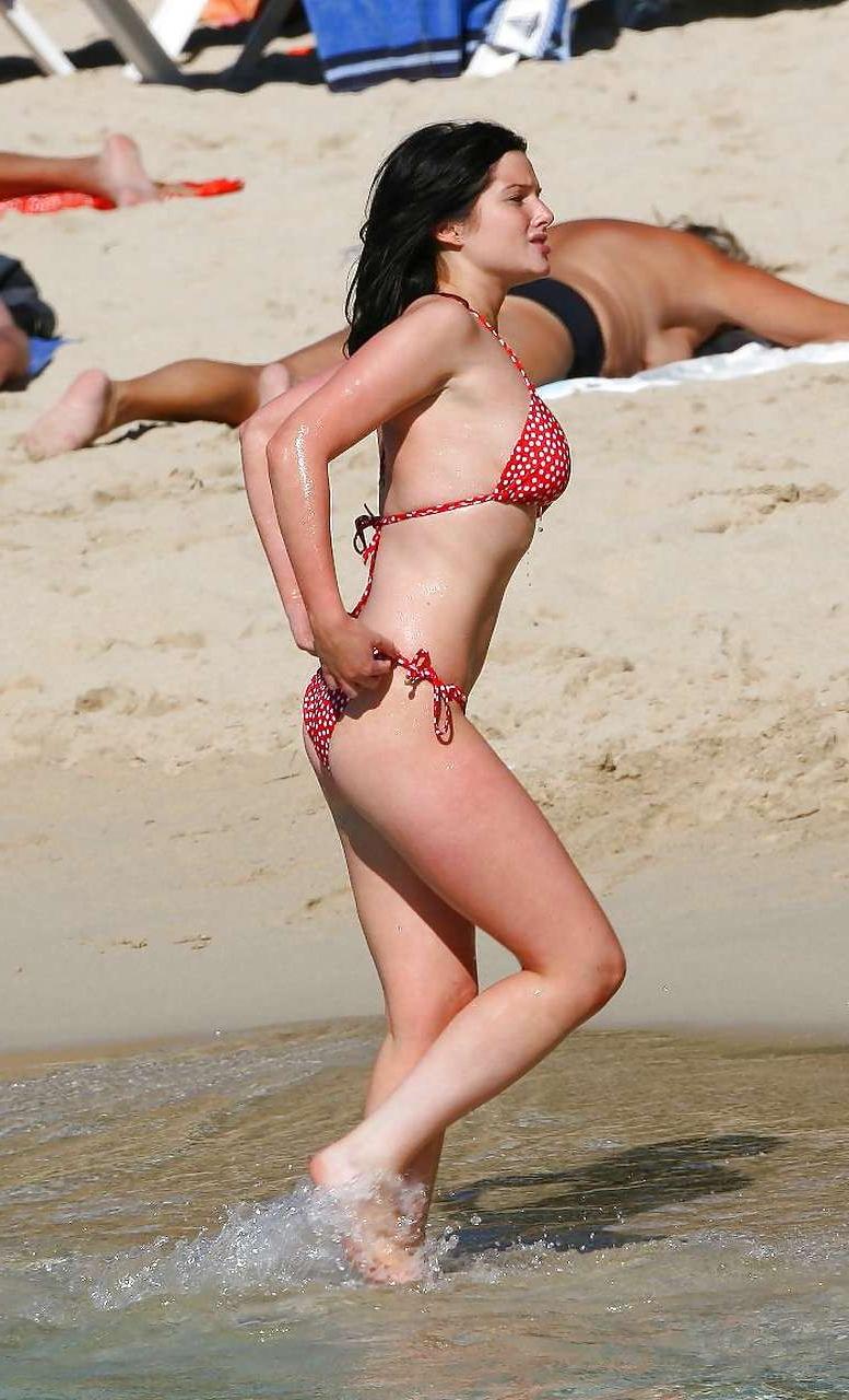 16P Helen Flanagan nipple slip and looking sexy in bikini and stockings