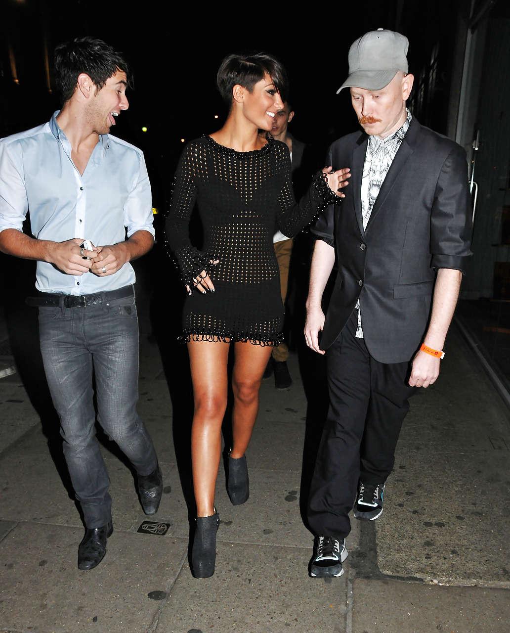 16P Frankie Sandford leggy and in see thru dress showing her underwear