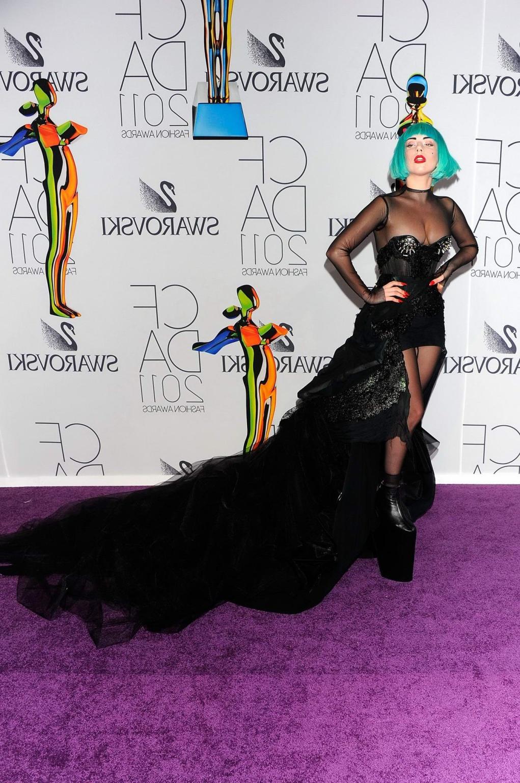 16P Lady Gaga nip slip at 2011 CFDA Fashion Awards in NYC