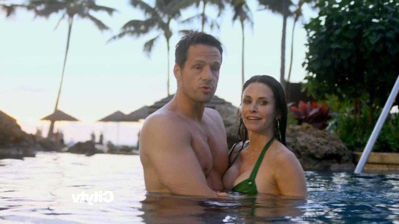 16P Courteney Cox looking sexy in various bikini and nipple slip on beach paparazzi 