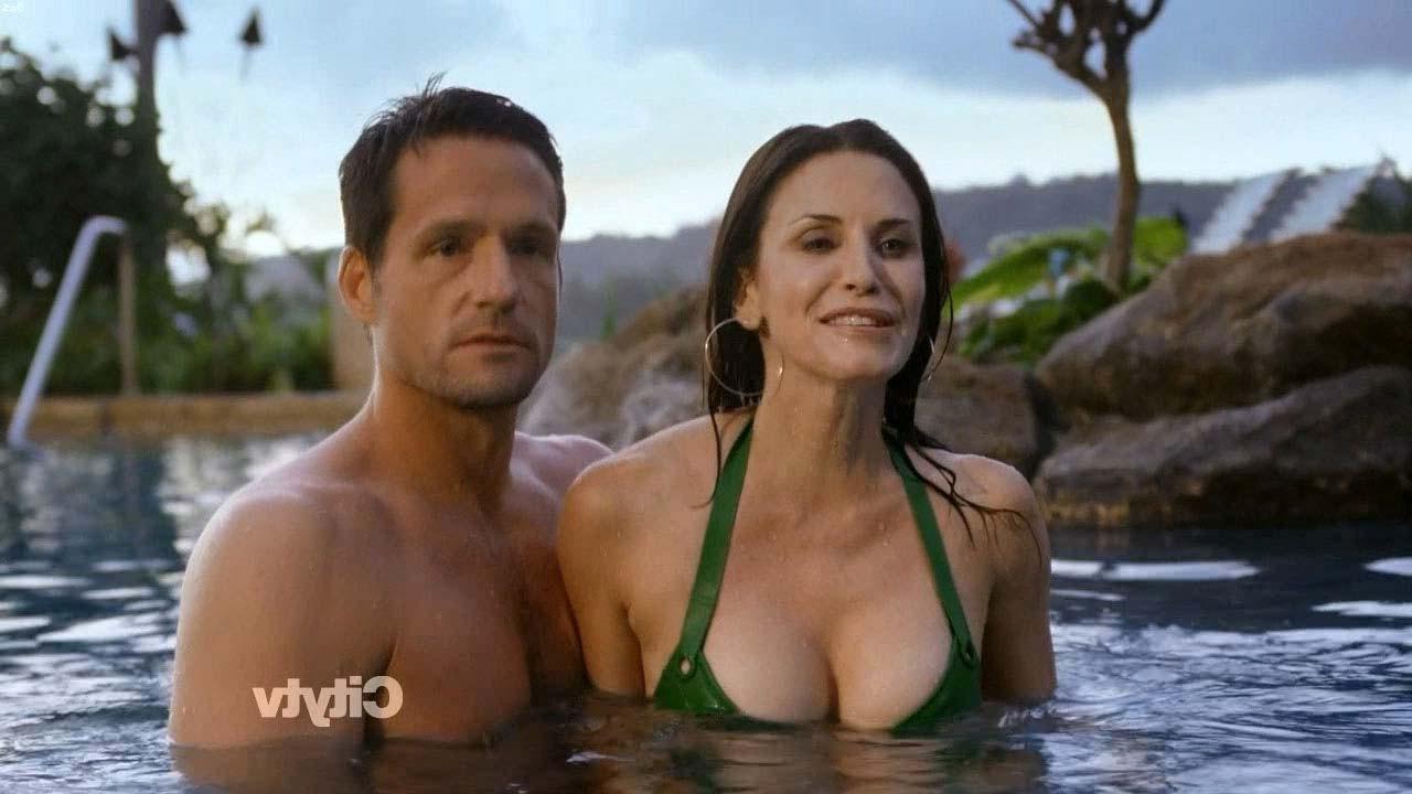 16P Courteney Cox looking sexy in various bikini and nipple slip on beach paparazzi 