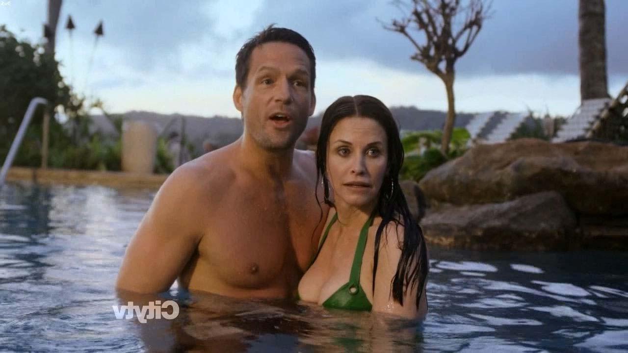16P Courteney Cox looking sexy in various bikini and nipple slip on beach paparazzi 