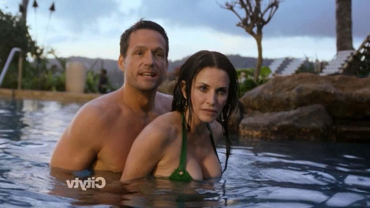 16P Courteney Cox looking sexy in various bikini and nipple slip on beach paparazzi 