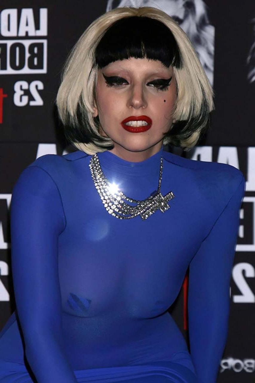 16P Lady Gaga showing her fucking sexy body and nice tits in see thru dress