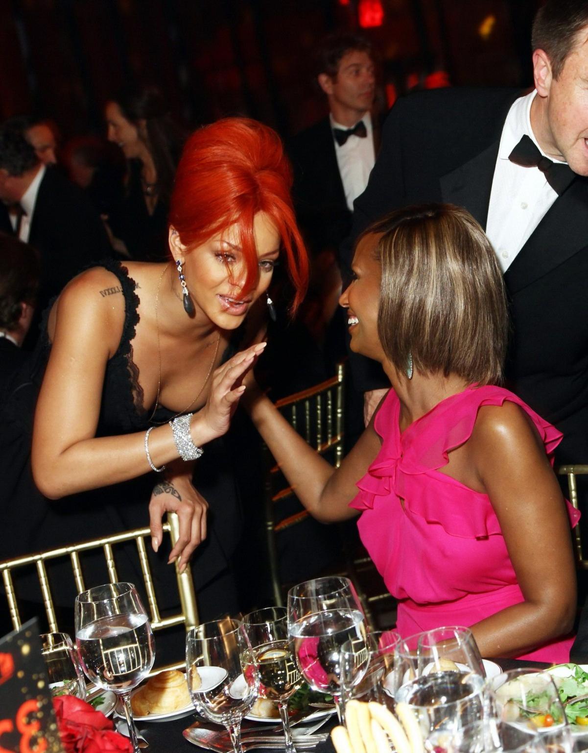 16P Rihanna showing huge cleavage downblouse at DKMS Gala