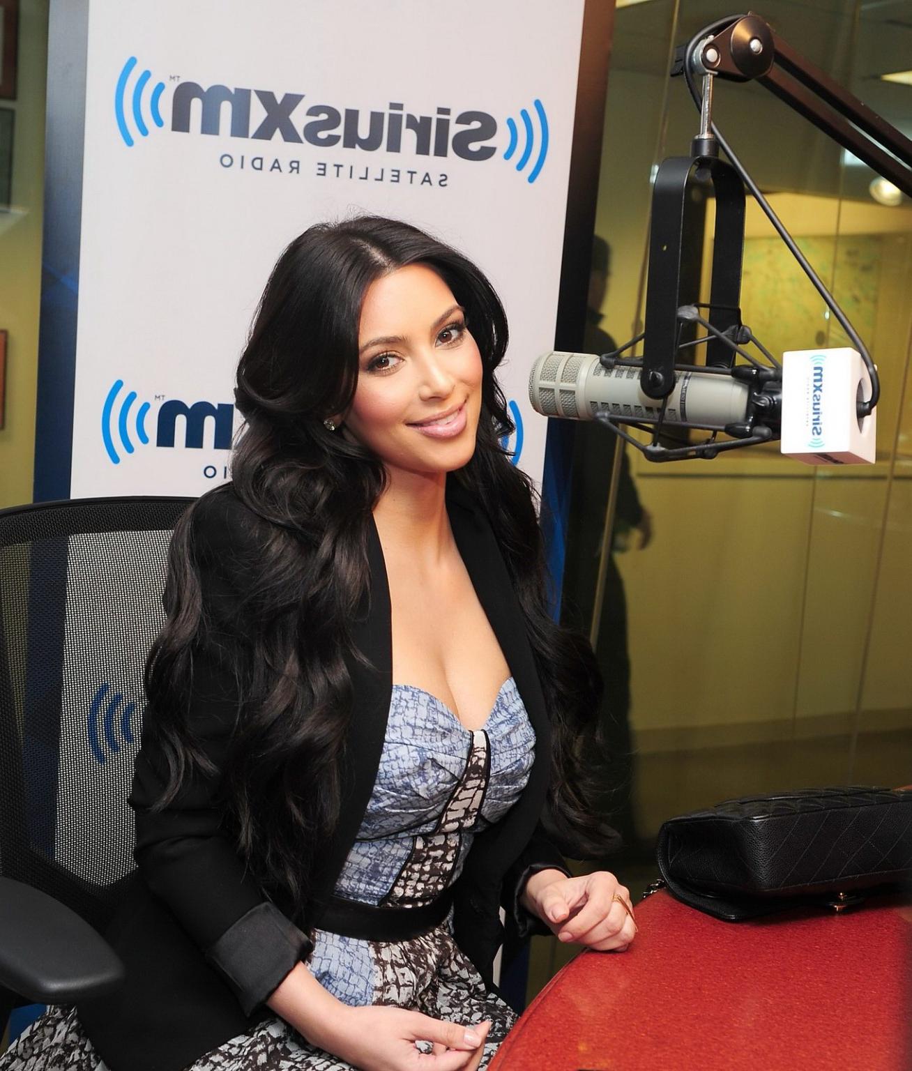16P Kim Kardashian shows cleavage while guesting at SiriusXM Radio