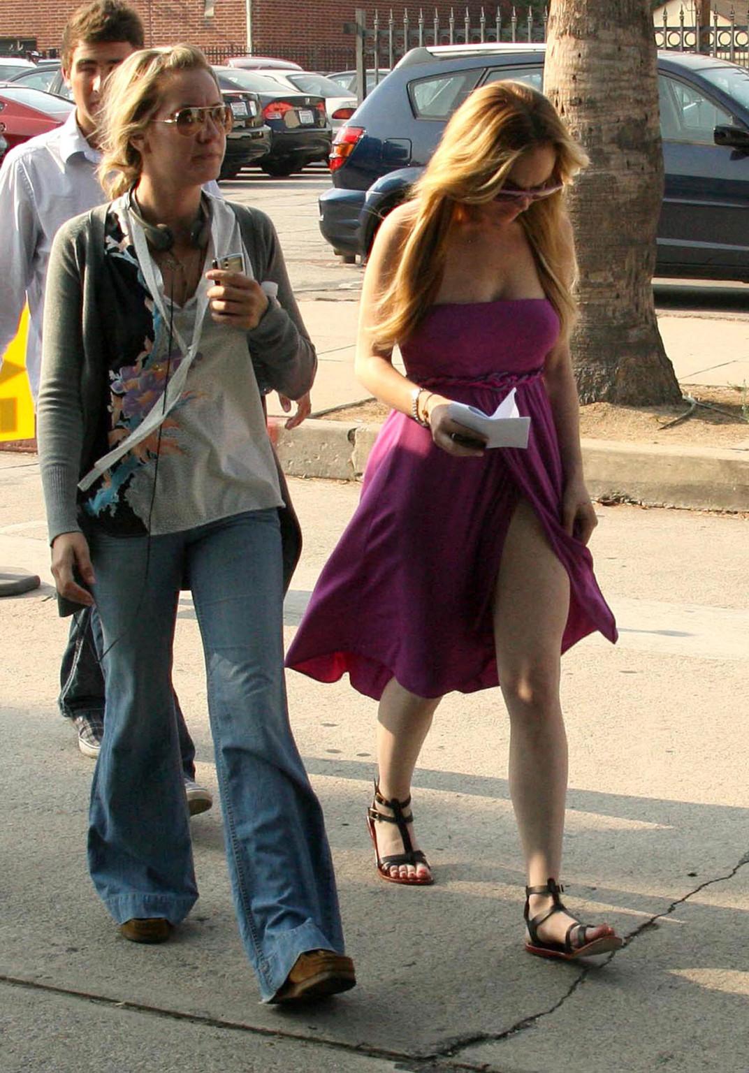 16P Lindsay Lohan looking cute in sexy summer dresses and showing huge cleavage