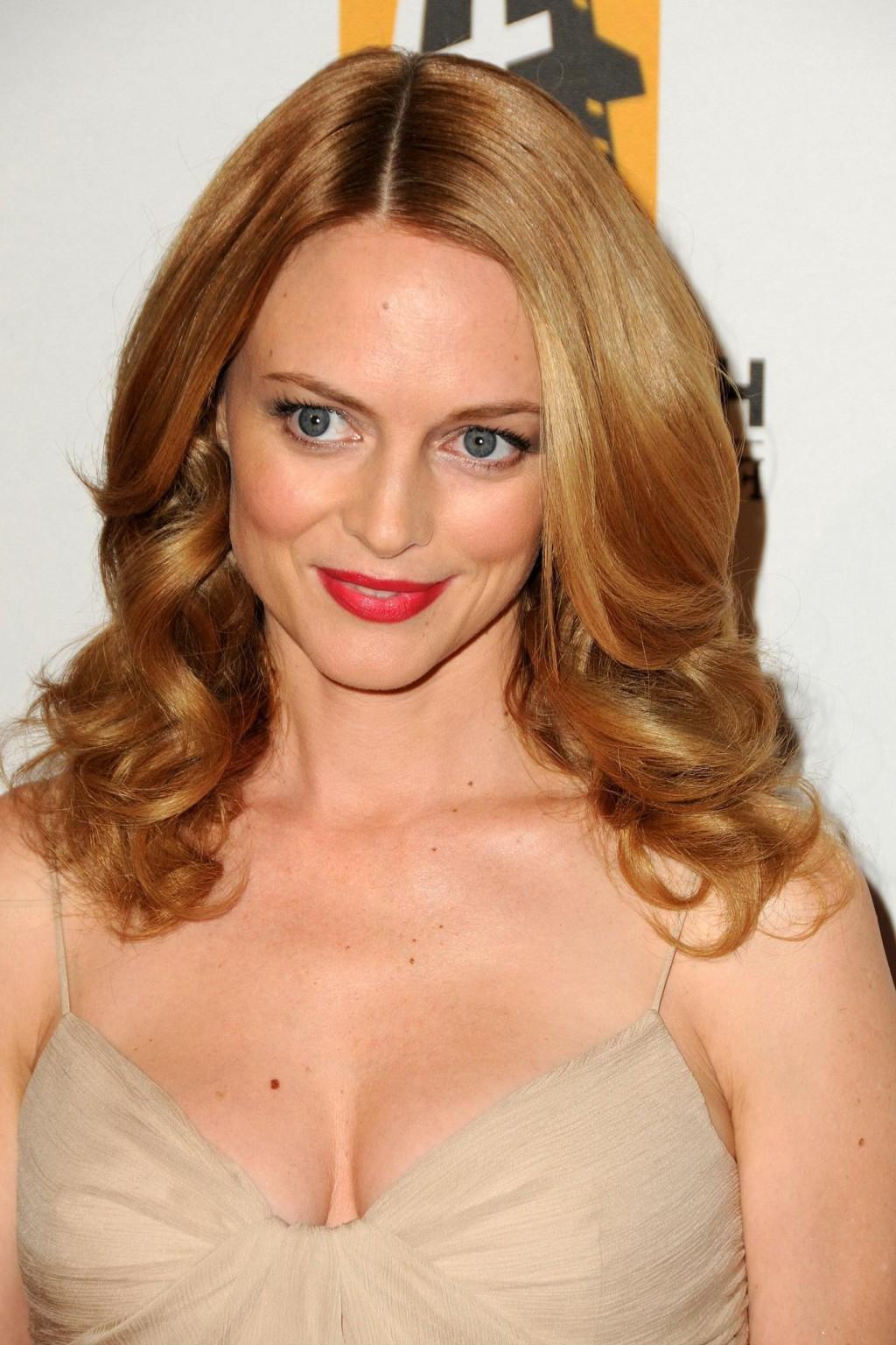16P Heather Graham braless showing nice cleavage at 'Hollywood Awards' 14th Annual G