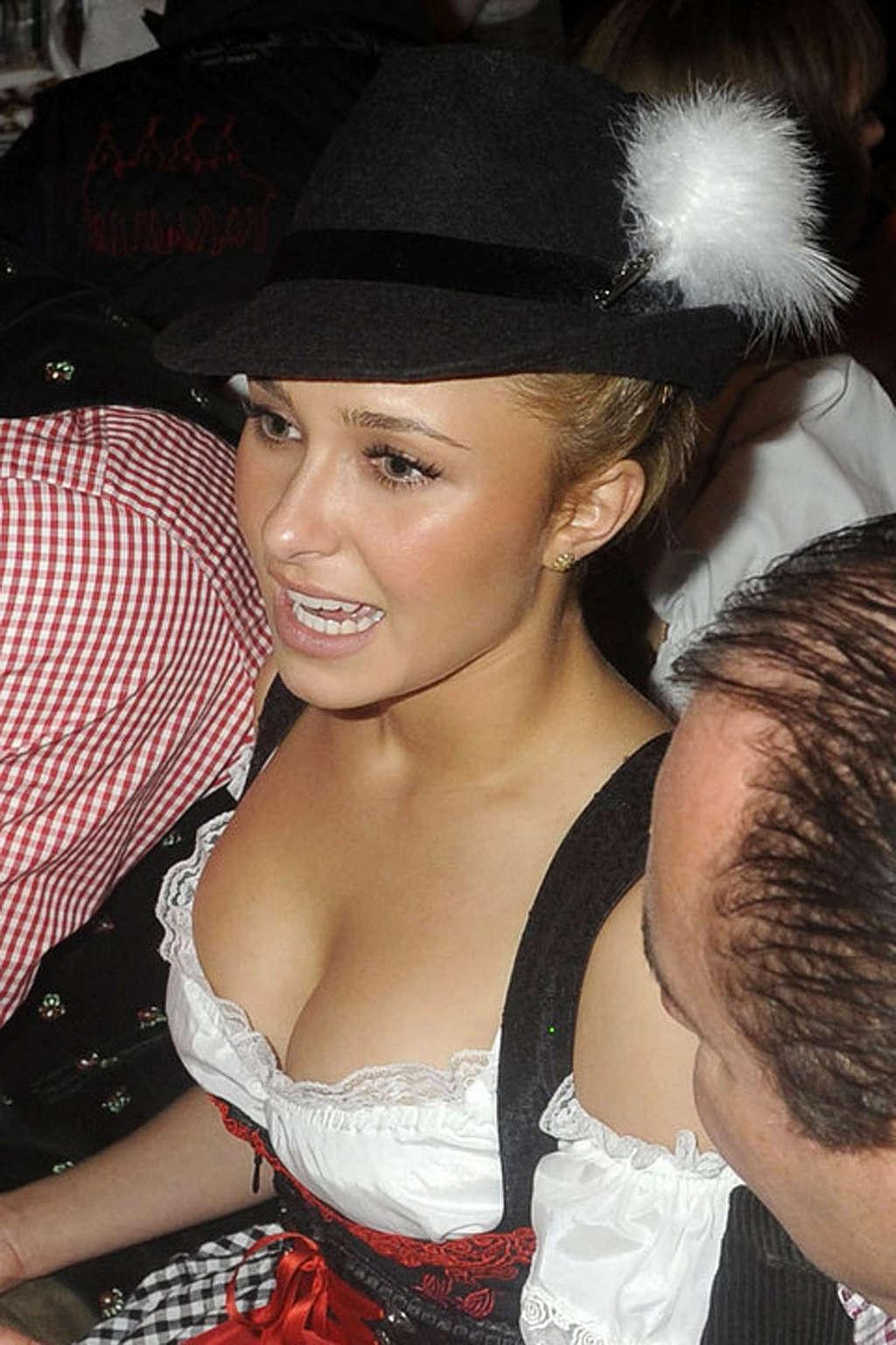 16P Hayden Panettiere exposing huge cleavage and sexy ass in see thru dress