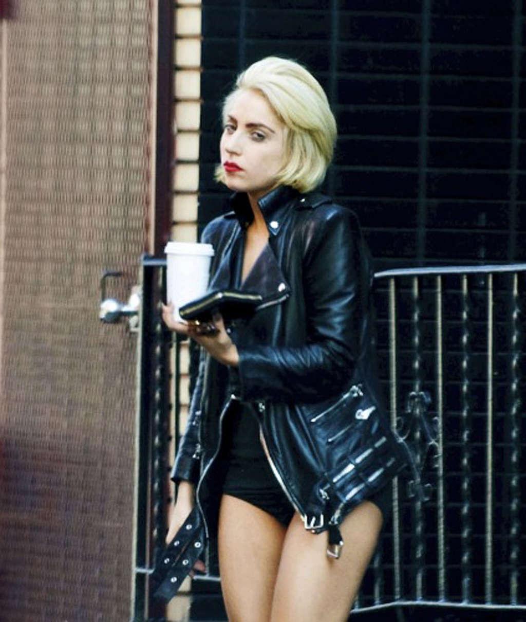 10P Lady Gaga showing sexy body and hot ass in underwear on street