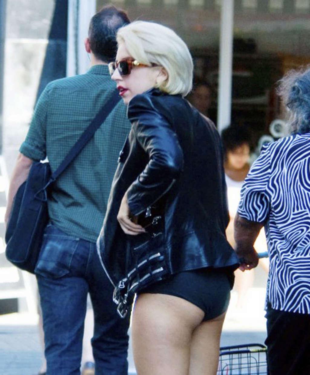 10P Lady Gaga showing sexy body and hot ass in underwear on street