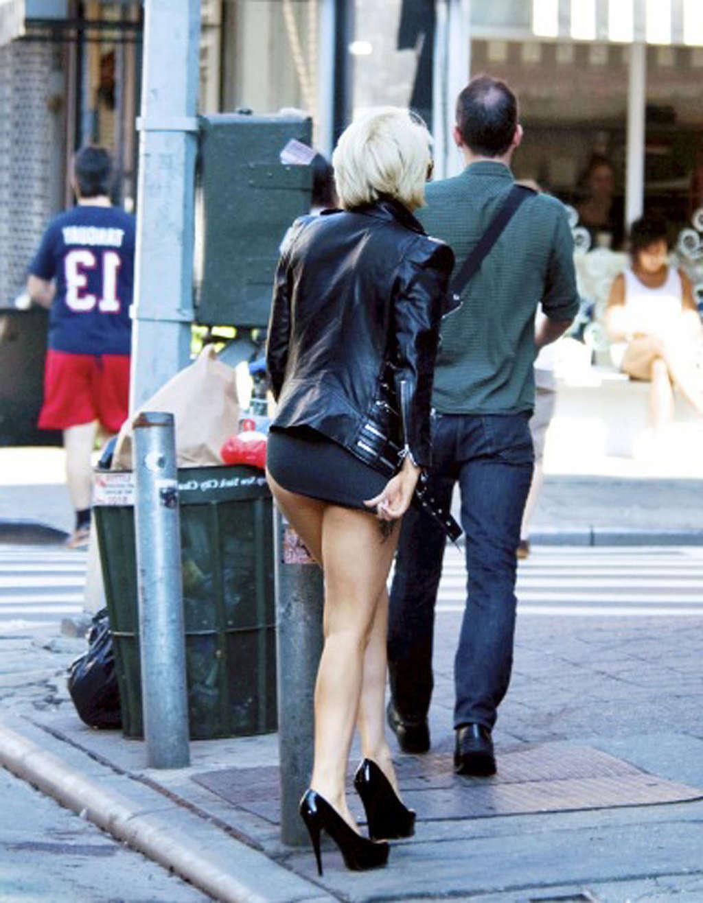 10P Lady Gaga showing sexy body and hot ass in underwear on street