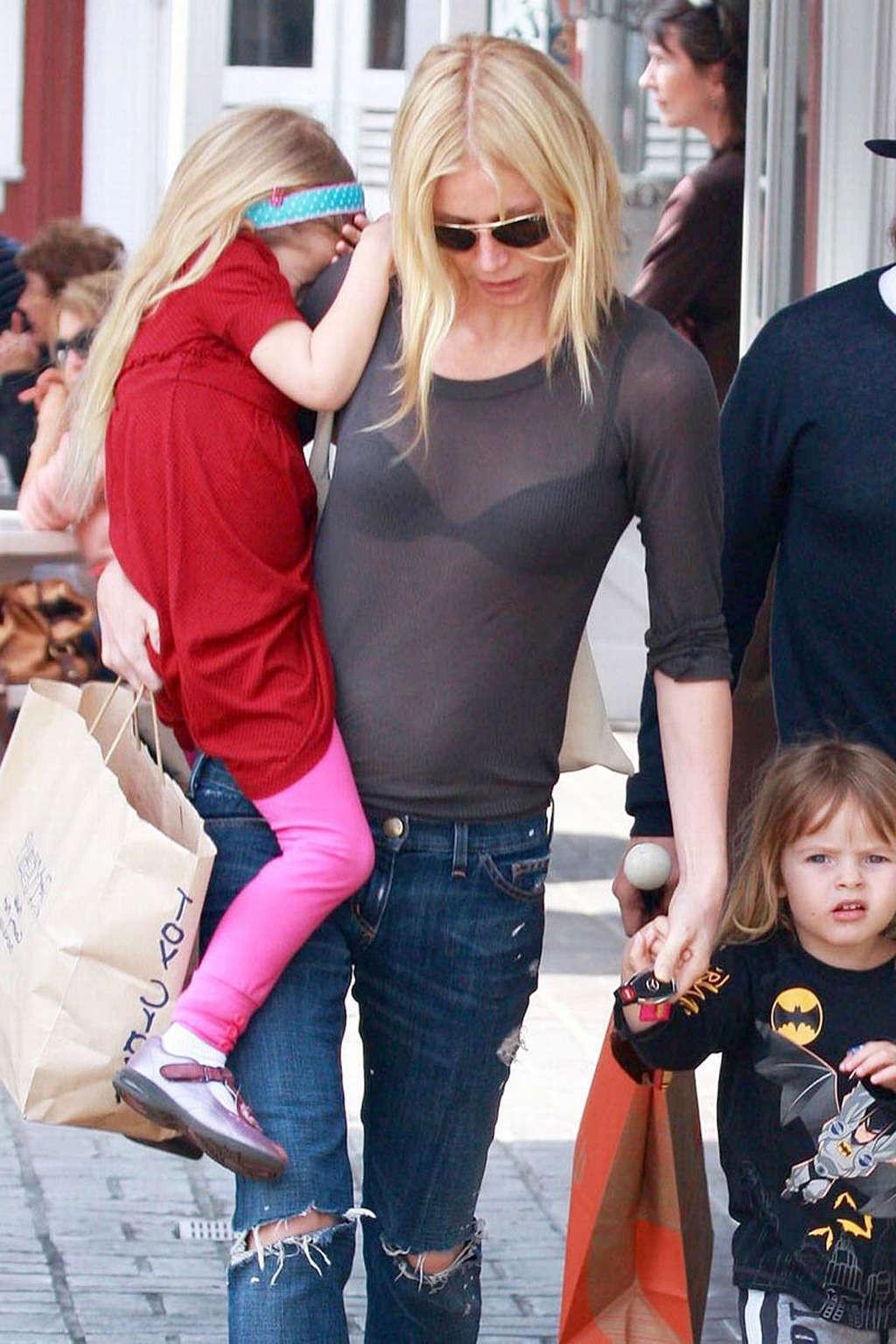 10P Gwyneth Paltrow exposing huge cleavage and sexy tits in see thru blouse