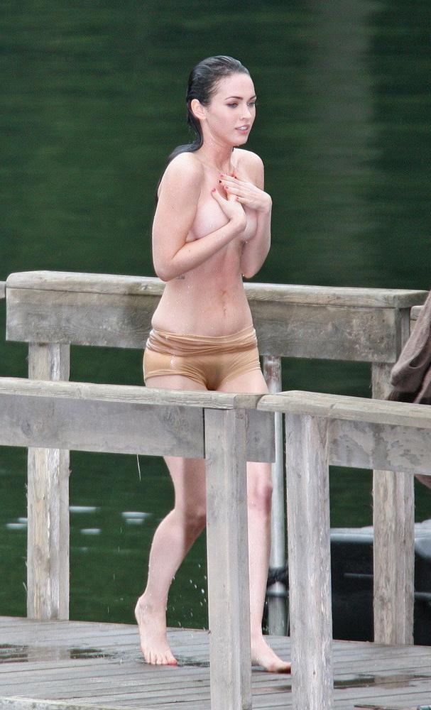 15P Megan Fox perky cleavage and hot wet topless