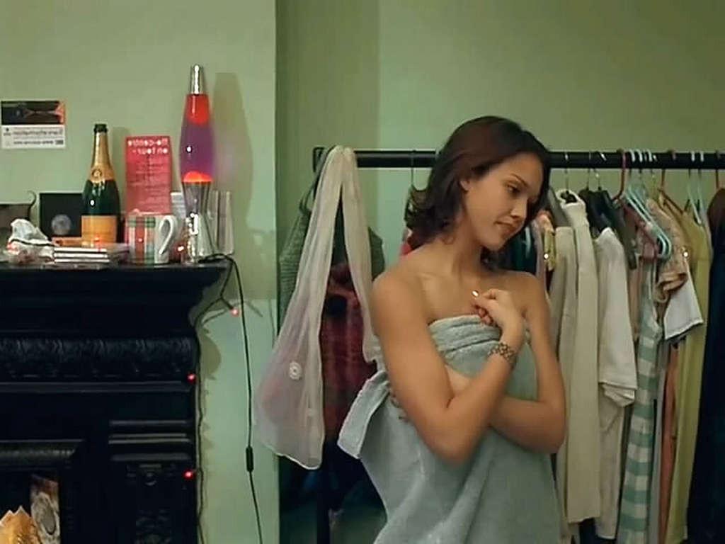 16P Jessica Alba in underwear and undressing to topless
