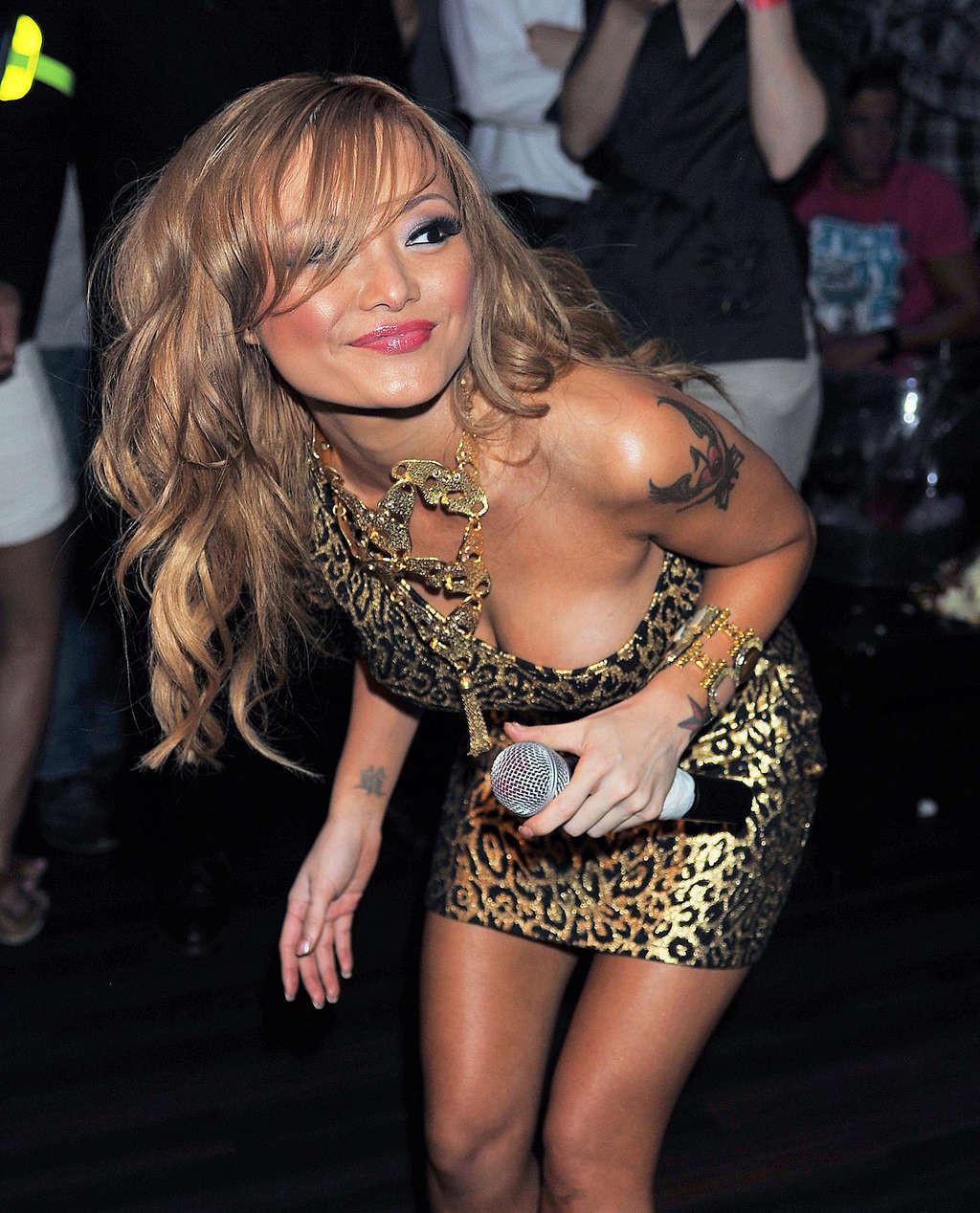10P Tila Tequila upskirt in leopard print mini skirt and tits slip paparazzi shoots