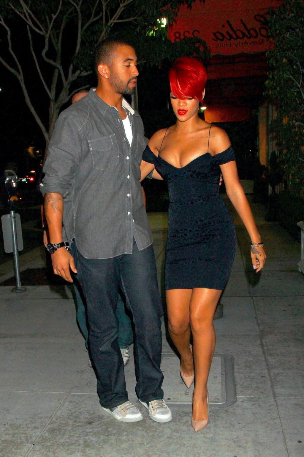 15P Rihanna shows huge cleavage wearing mini dress out in Hollywood