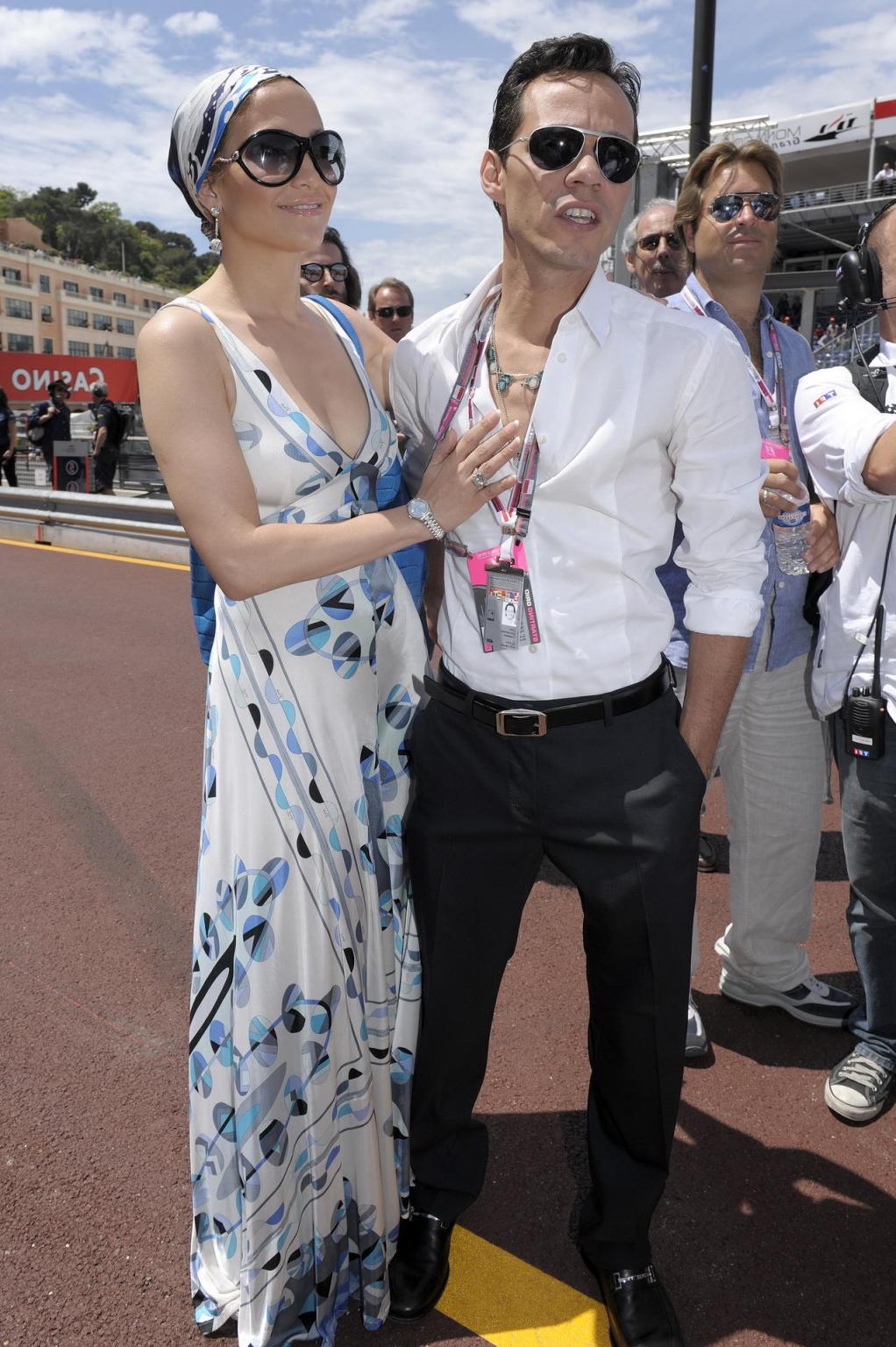 16P Jennifer Lopez braless showing nice cleavage in Monaco at Formula 1 GP
