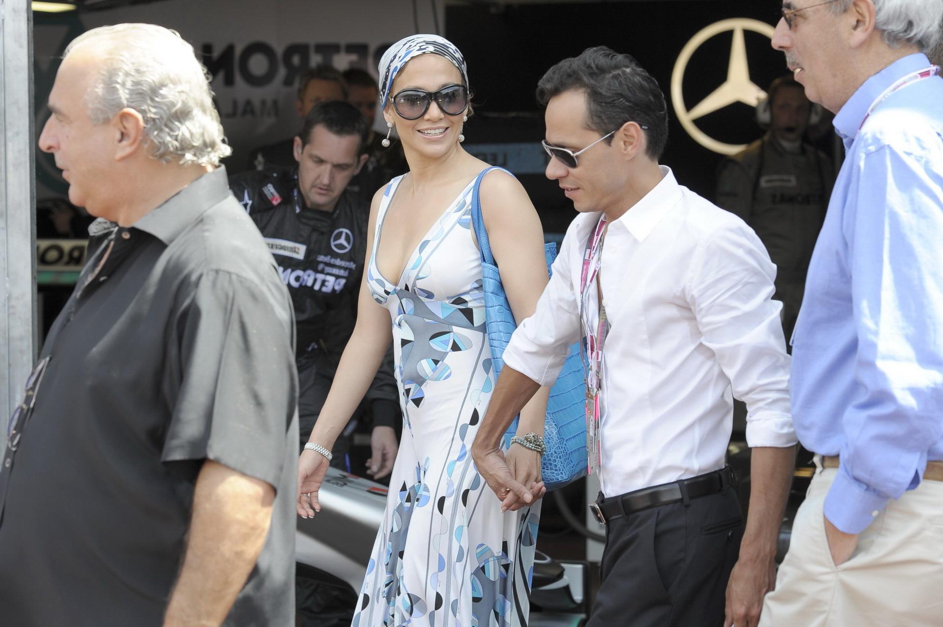16P Jennifer Lopez braless showing nice cleavage in Monaco at Formula 1 GP