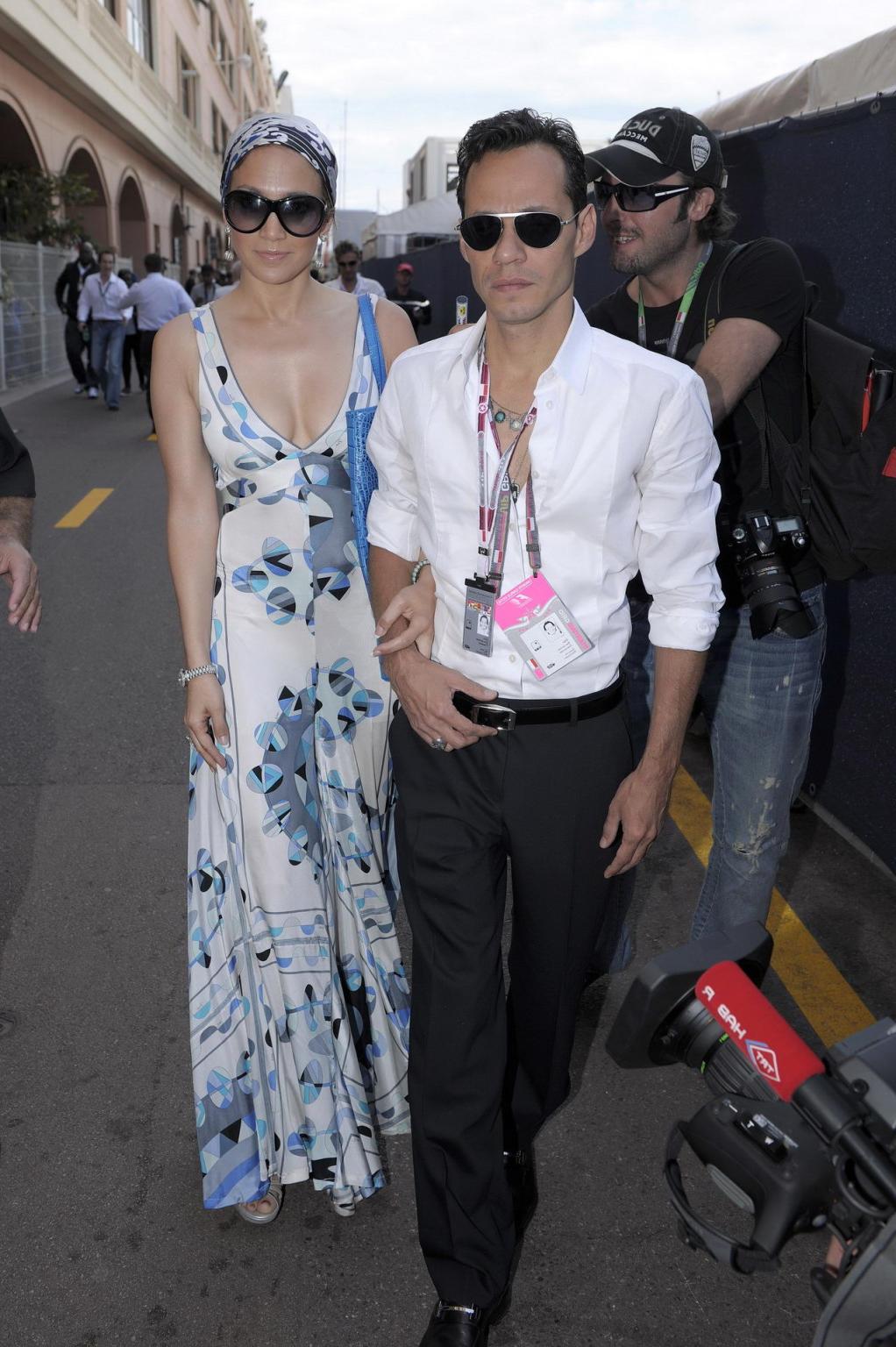 16P Jennifer Lopez braless showing nice cleavage in Monaco at Formula 1 GP