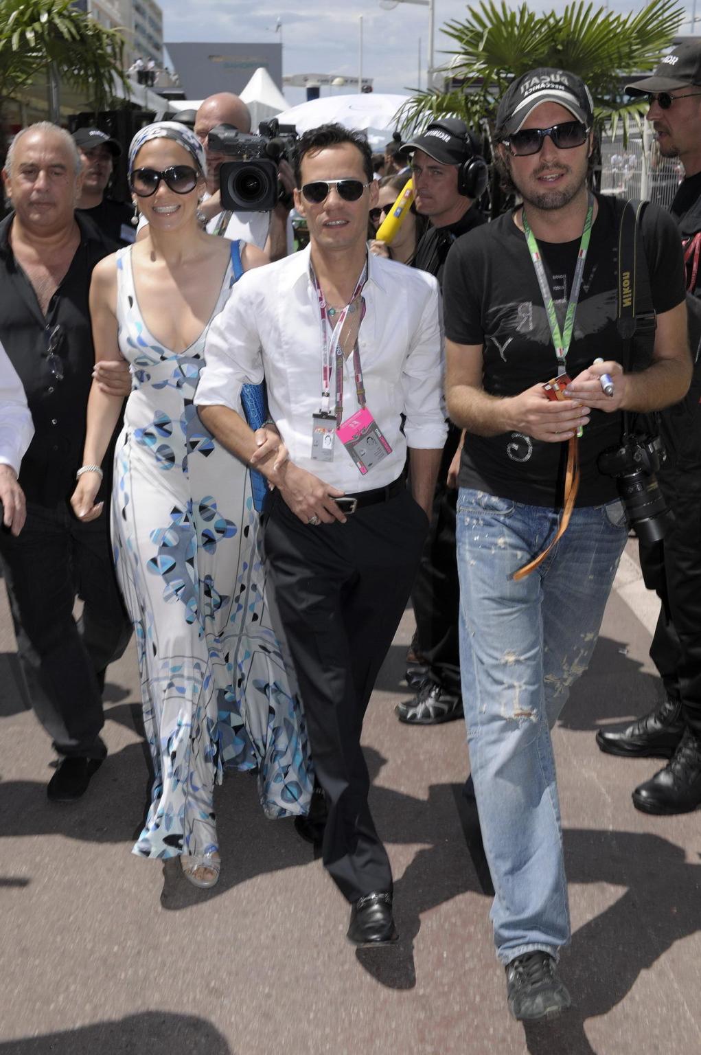 16P Jennifer Lopez braless showing nice cleavage in Monaco at Formula 1 GP