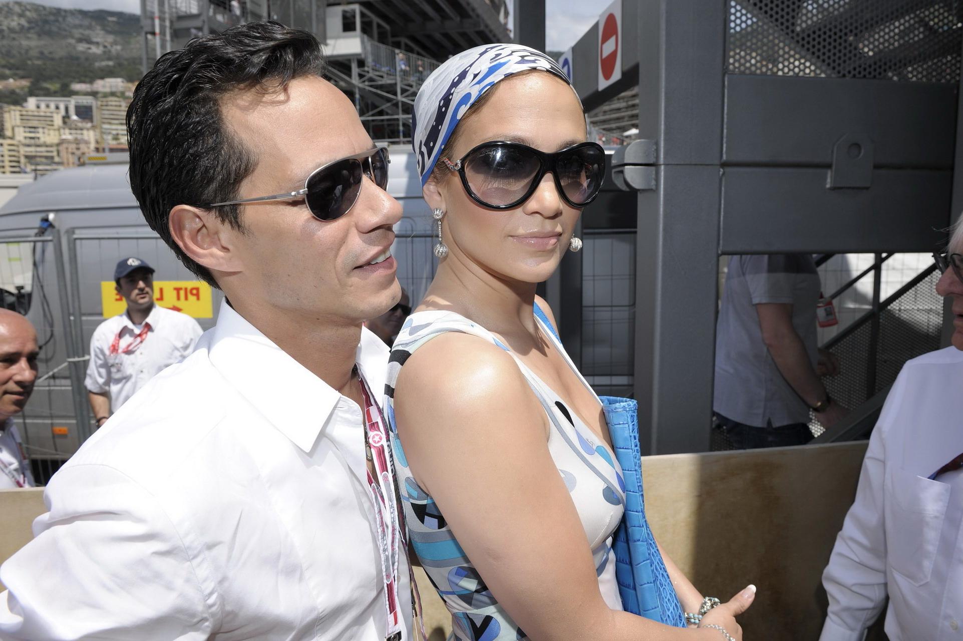 16P Jennifer Lopez braless showing nice cleavage in Monaco at Formula 1 GP