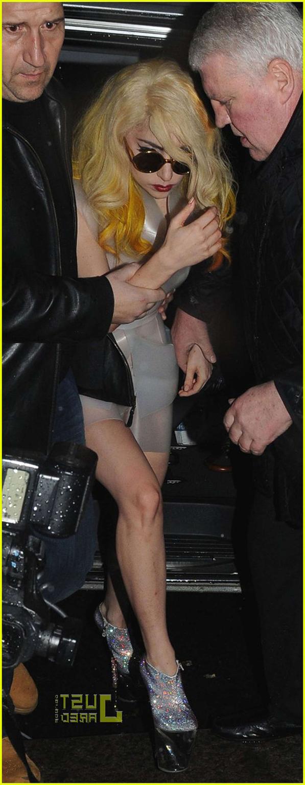 16P Lady Gaga showing her tits and thong in see thru dress