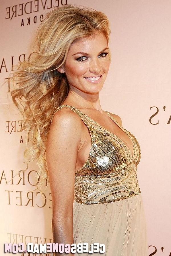 15P Marissa Miller in golden dress with perfect cleavage